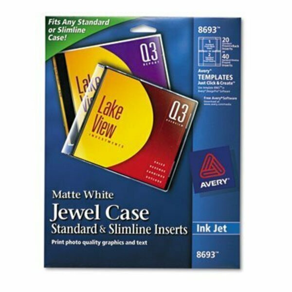 Avery Dennison Avery, Inkjet Cd/dvd Jewel Case Inserts, Matte White, 20PK 8693